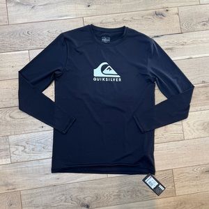 NWT Mens Solid Streak Long Sleeve UPF 50 Surf T-Shirt XS Black